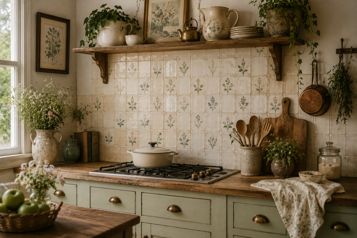 Rustic farmhouse kitchen with plants