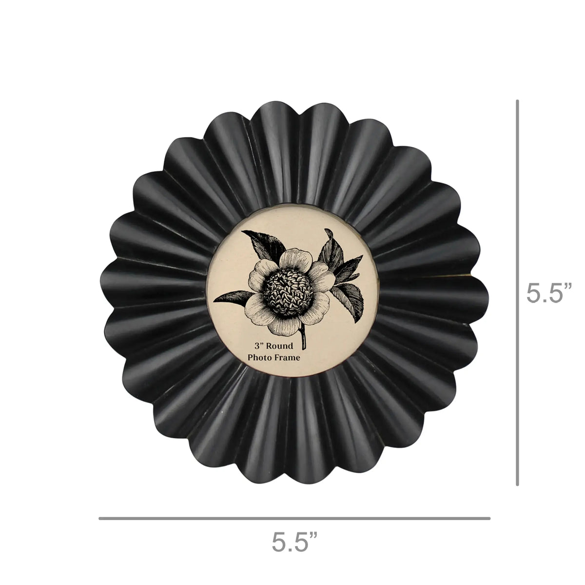 Black Scalloped Round Frame
