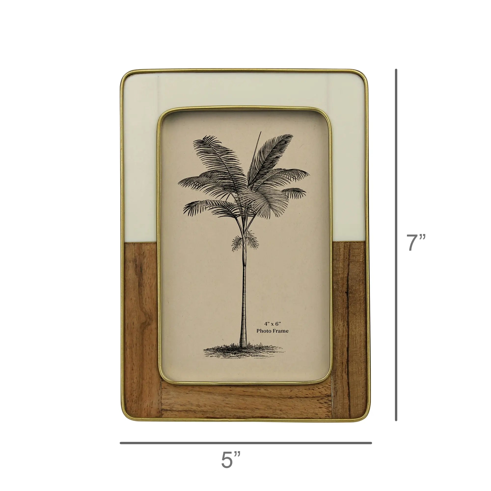 Ivory & Brass Teak Wood Frame