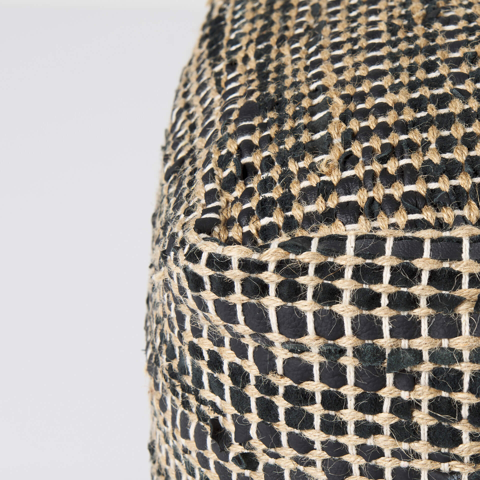 Aalia Leather & Jute Pouf