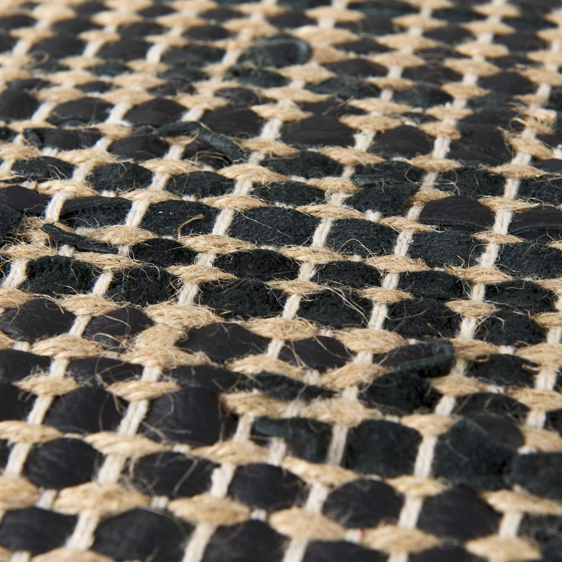 Aalia Leather & Jute Pouf