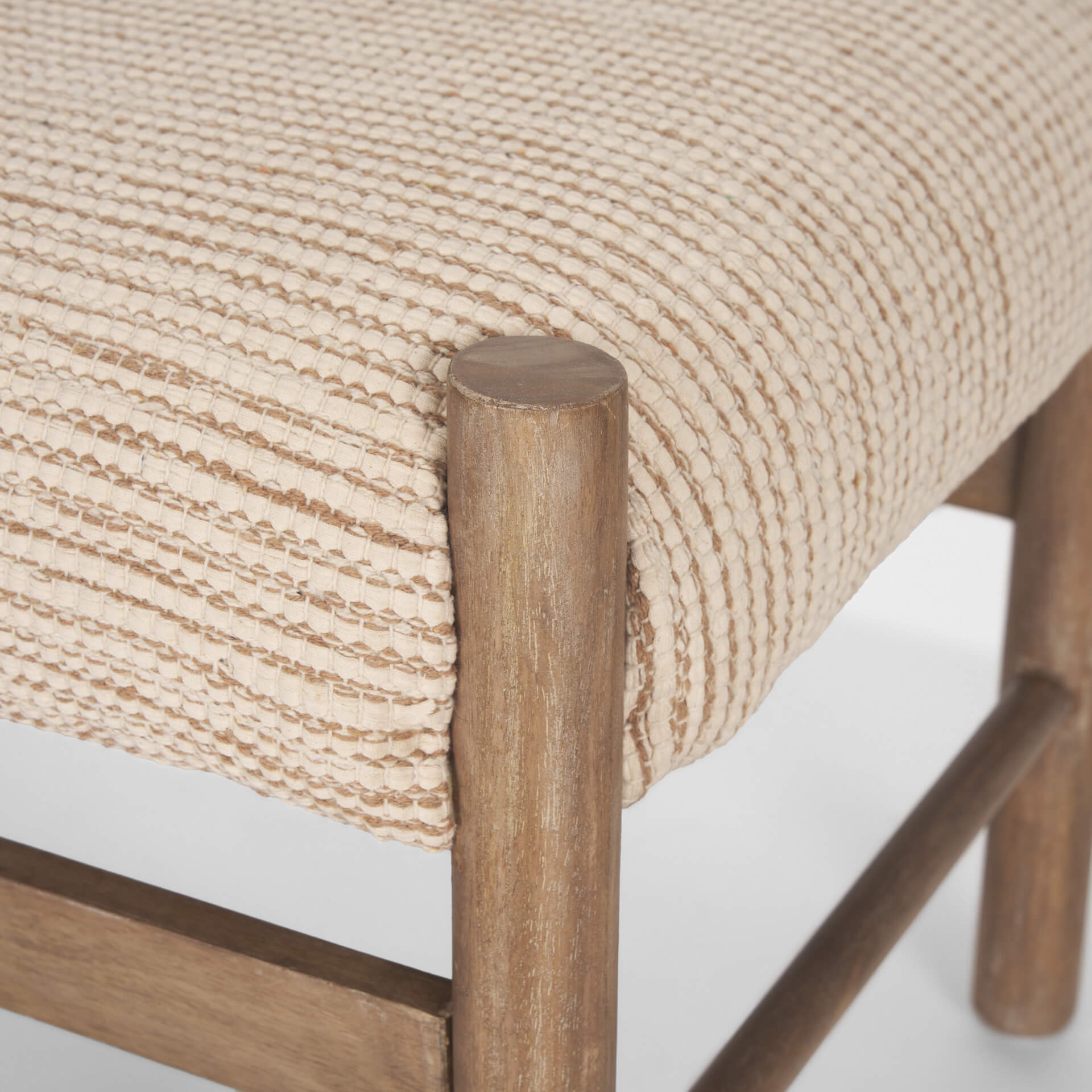 Tadi Mango Wood Upholstered Bench