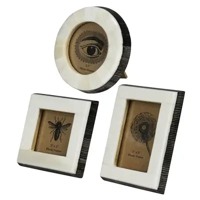 White Bone Chiseled Horn Frame Set