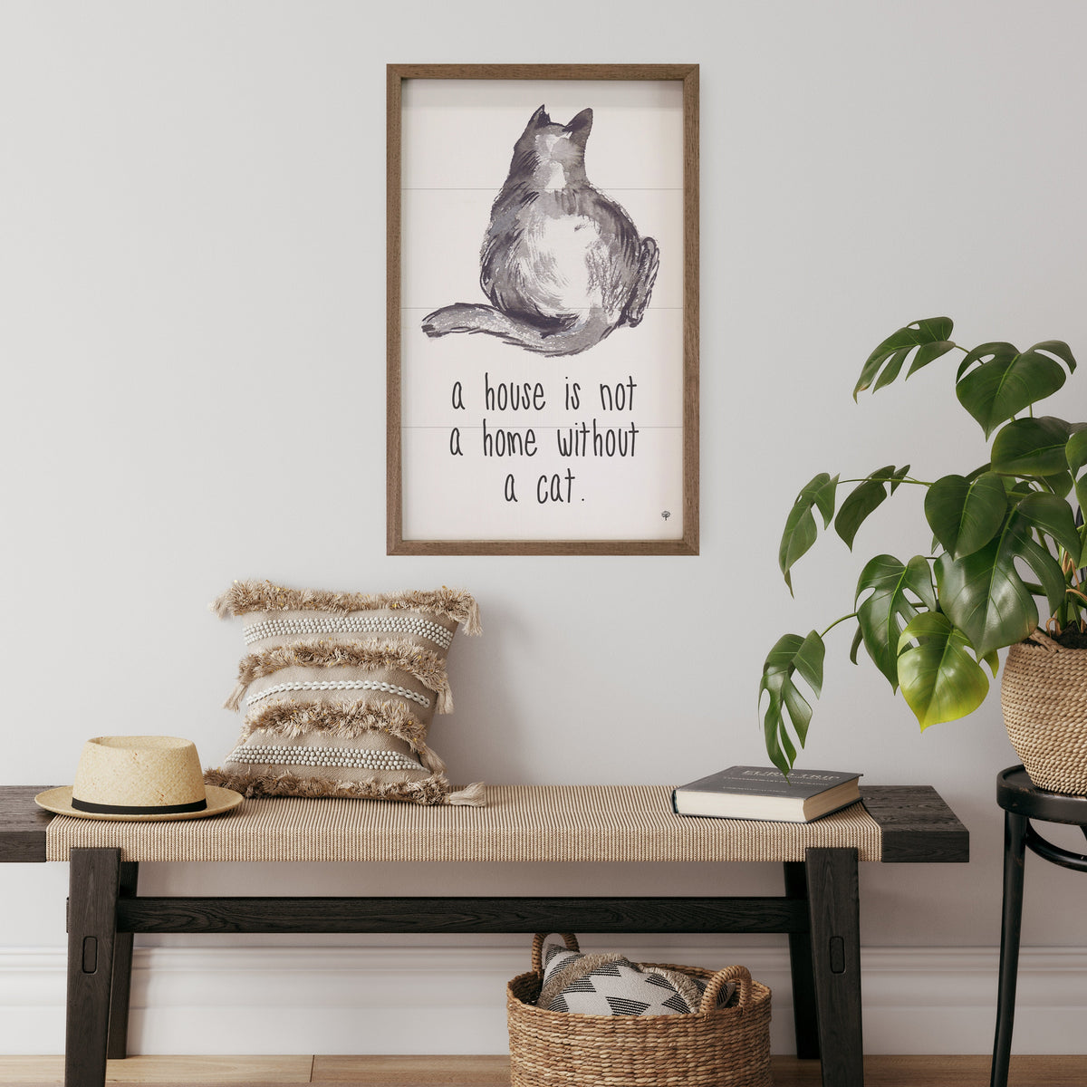 A House Is Not A Home Without A Cat Wood Framed Print