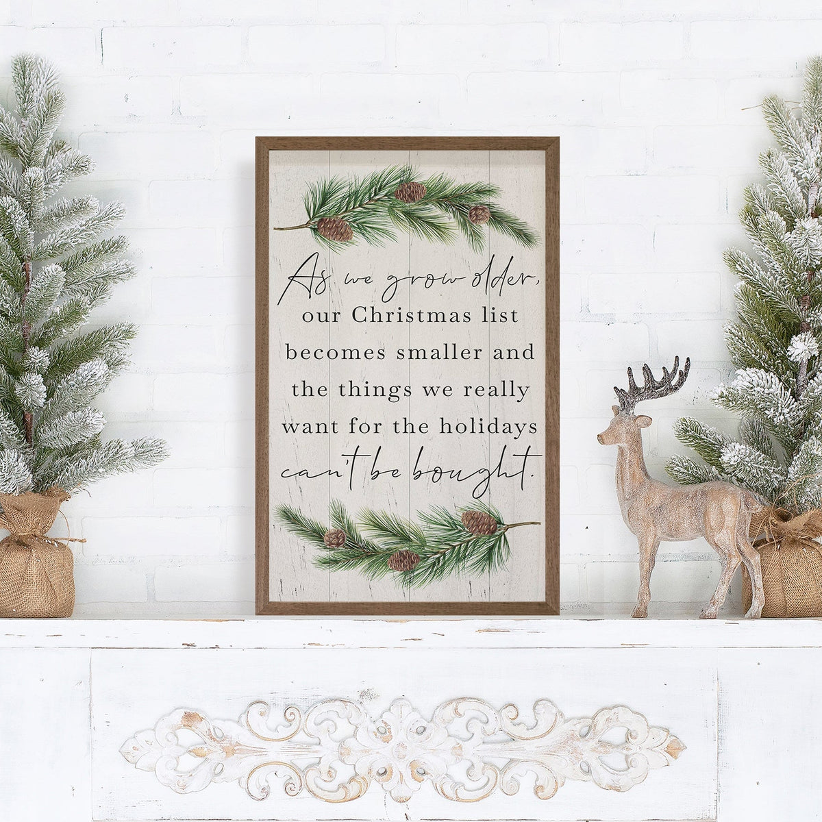 As We Grow Older Greenery Whitewash Wood Framed Print