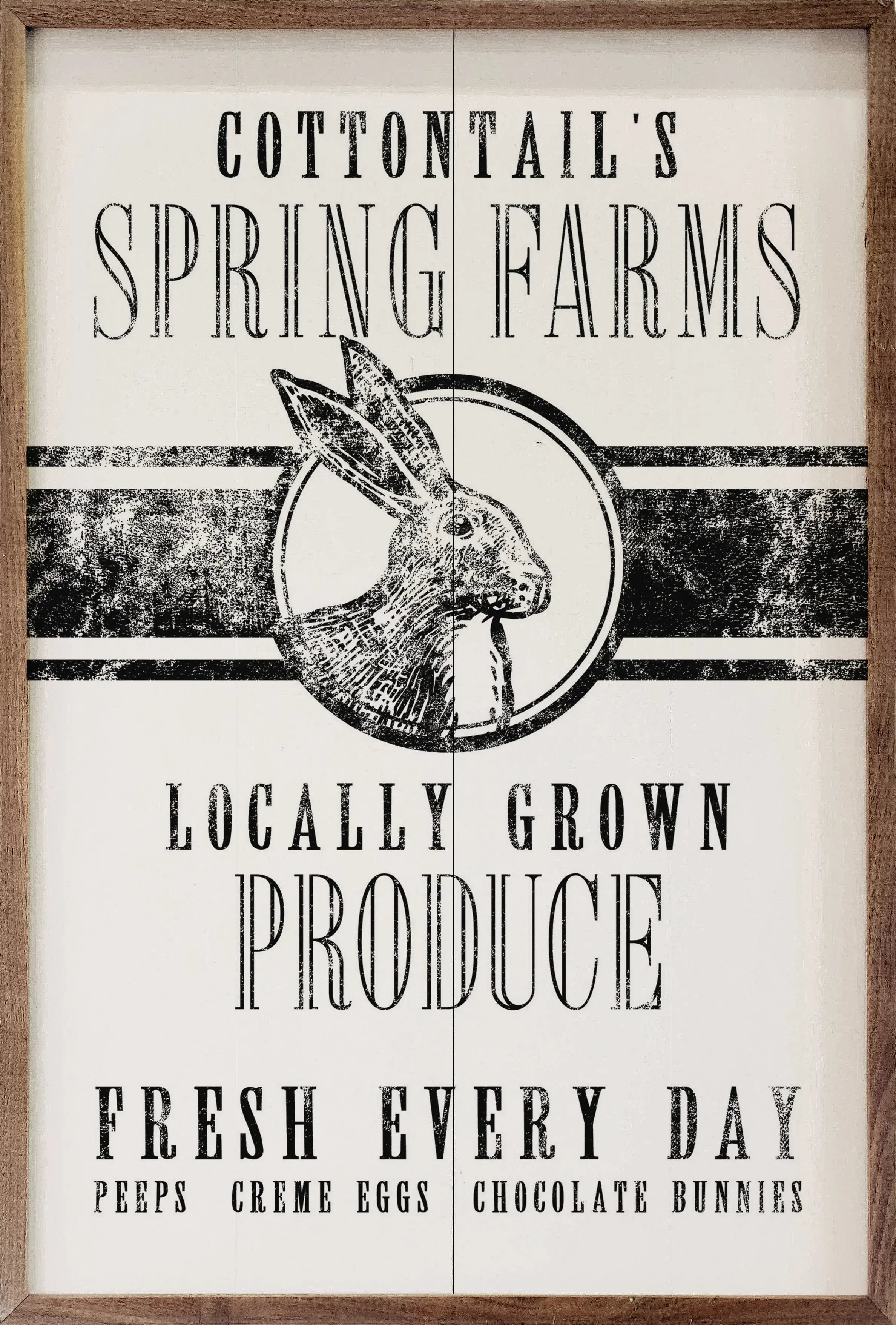 Cottontails Spring Farms Stripe Bunny Wood Framed Print