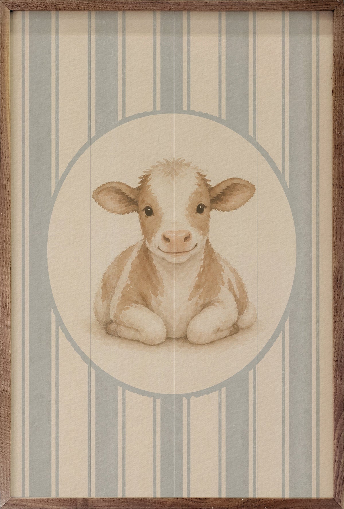 Farm Charm Calf Wood Framed Print