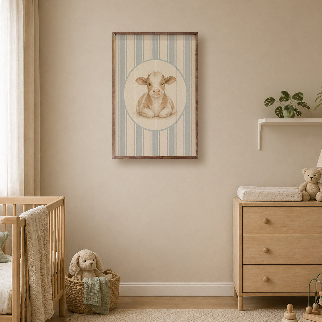 Farm Charm Calf Wood Framed Print