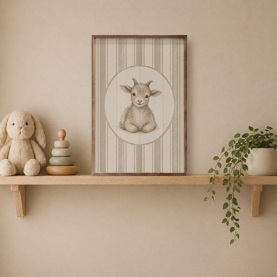 Farm Charm Goat Wood Framed Print