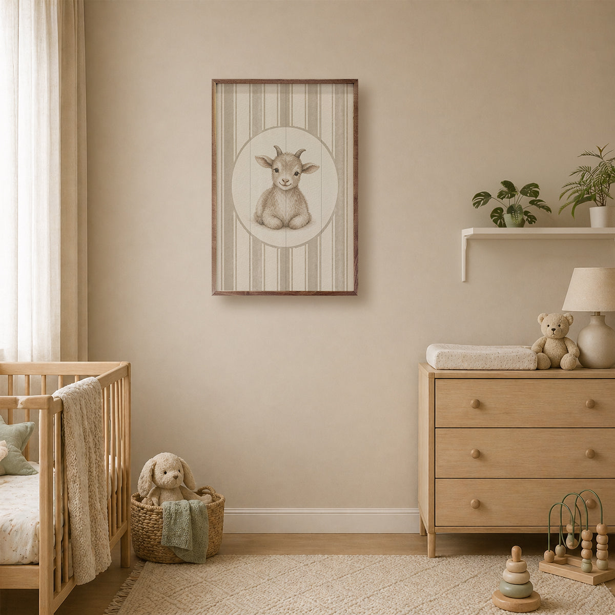 Farm Charm Goat Wood Framed Print