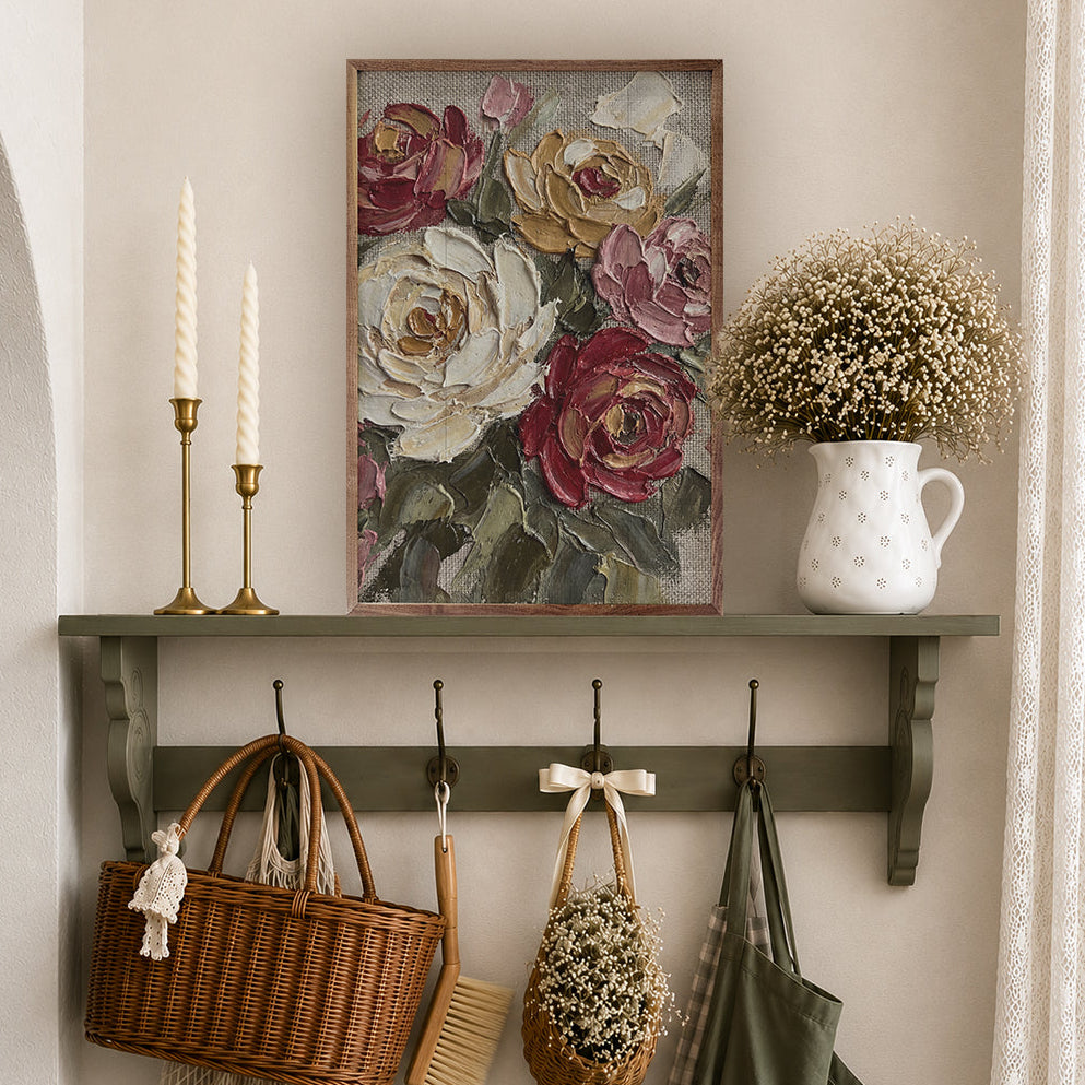 Heirloom Floral Cluster Wood Framed Print