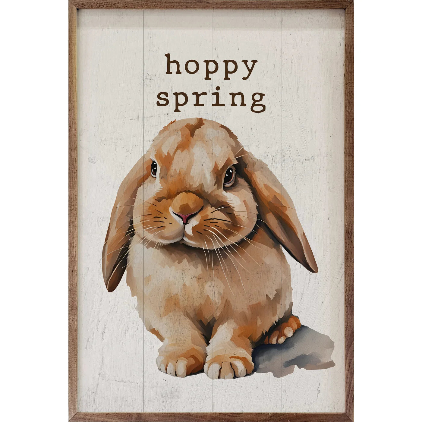 Hoppy Spring Floppy Ear Bunny Wood Framed Print