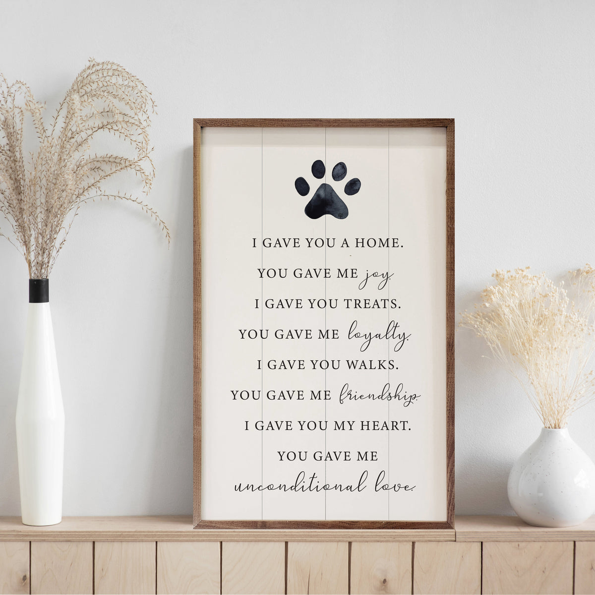 I Gave You A Home Paw White Wood Framed Print