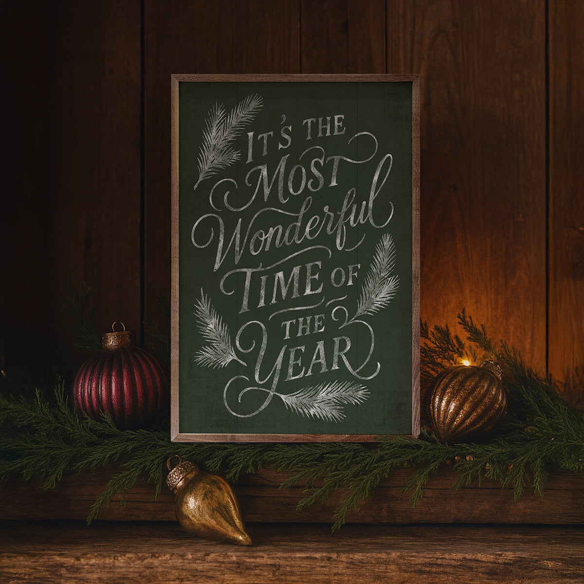 It's The Most Wonderful Time Pine Wood Framed Print