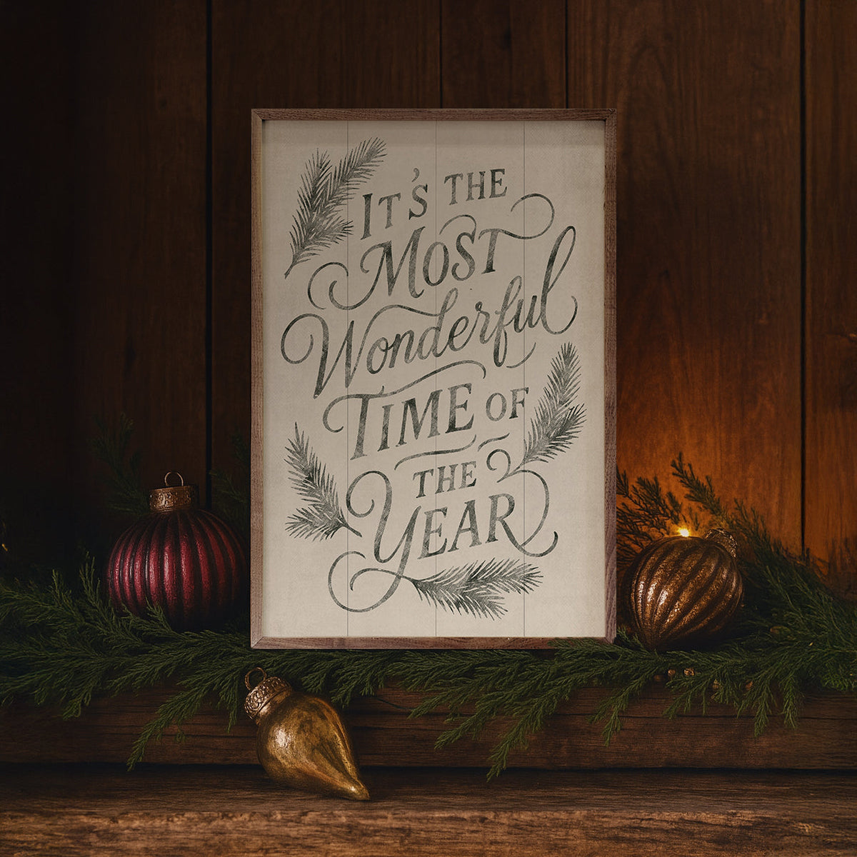 It's The Most Wonderful Time Pine Wood Framed Print