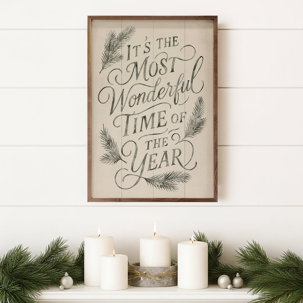 It's The Most Wonderful Time Pine Wood Framed Print