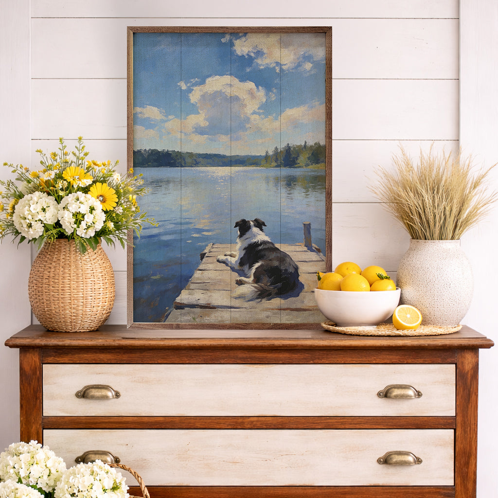 Lakeside Australian Shepherd Wood Framed Print