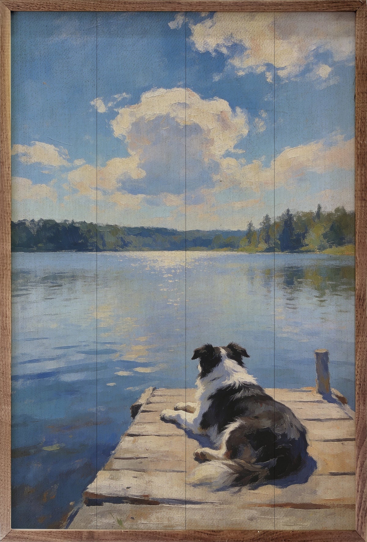Lakeside Australian Shepherd Wood Framed Print