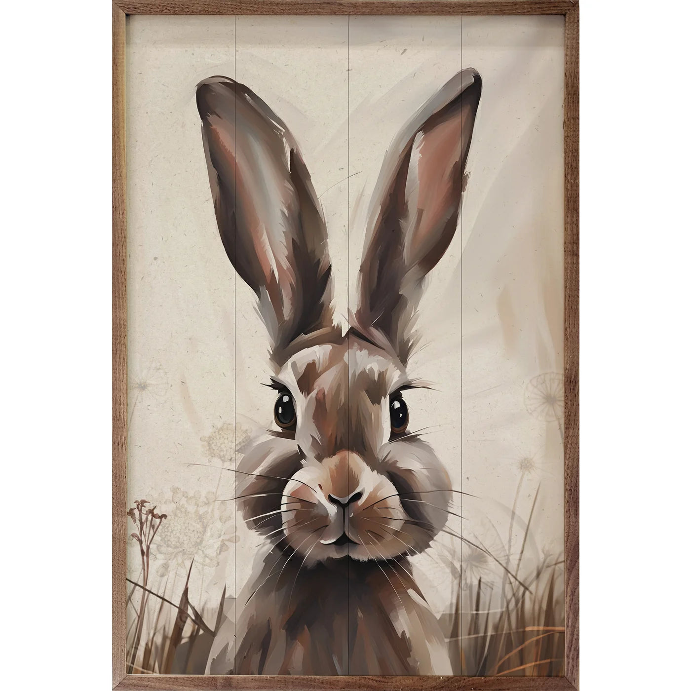 Peeking Brown Rabbit Wood Framed Print