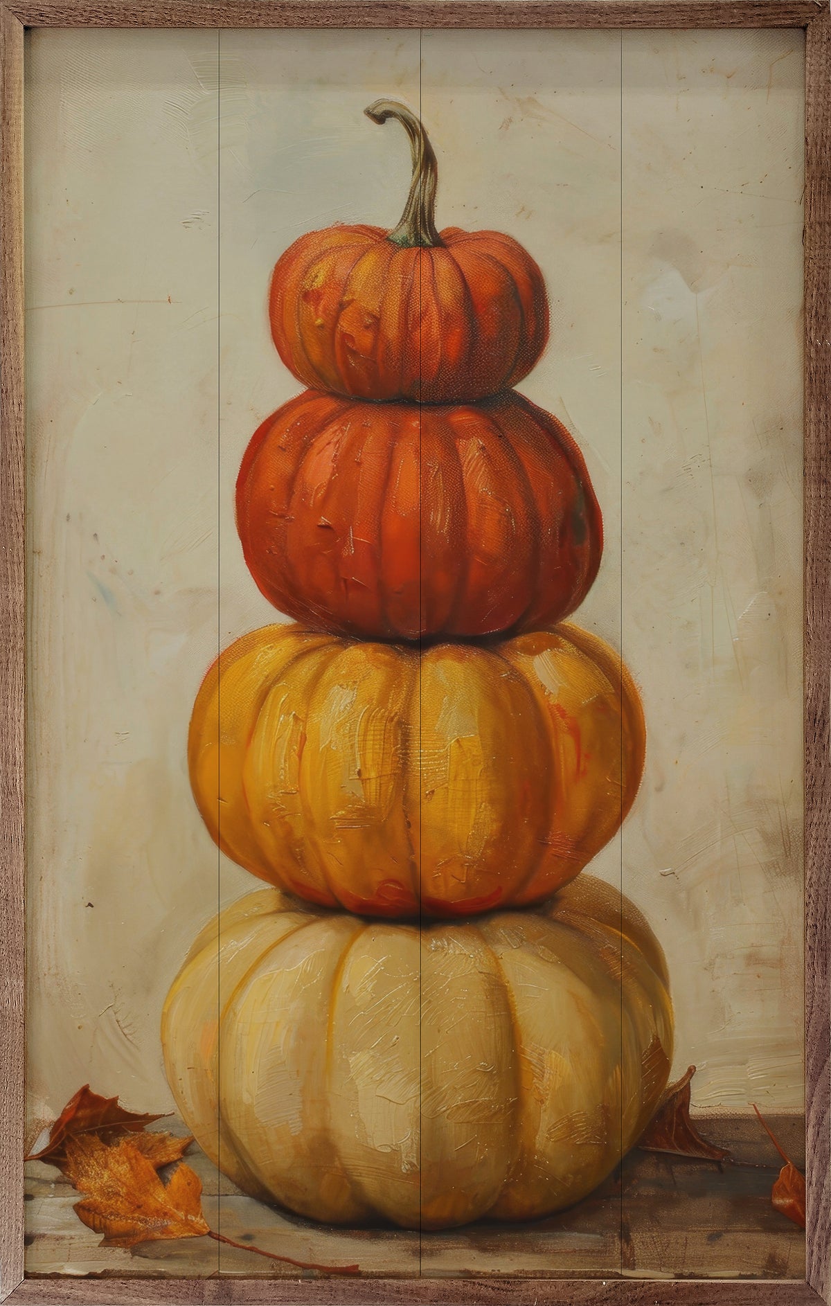 Pumpkin Stack Wood Framed Print