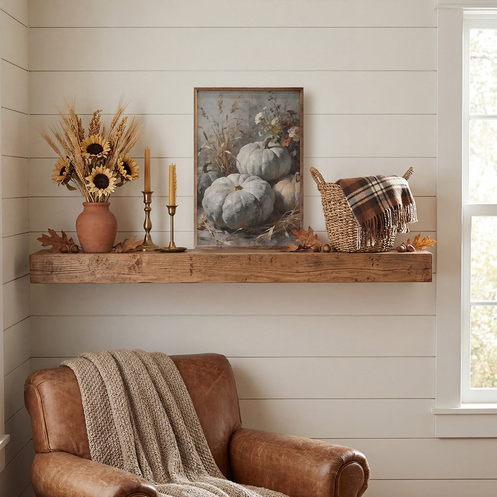 Soft Gray Heirloom Pumpkins Wood Framed Print