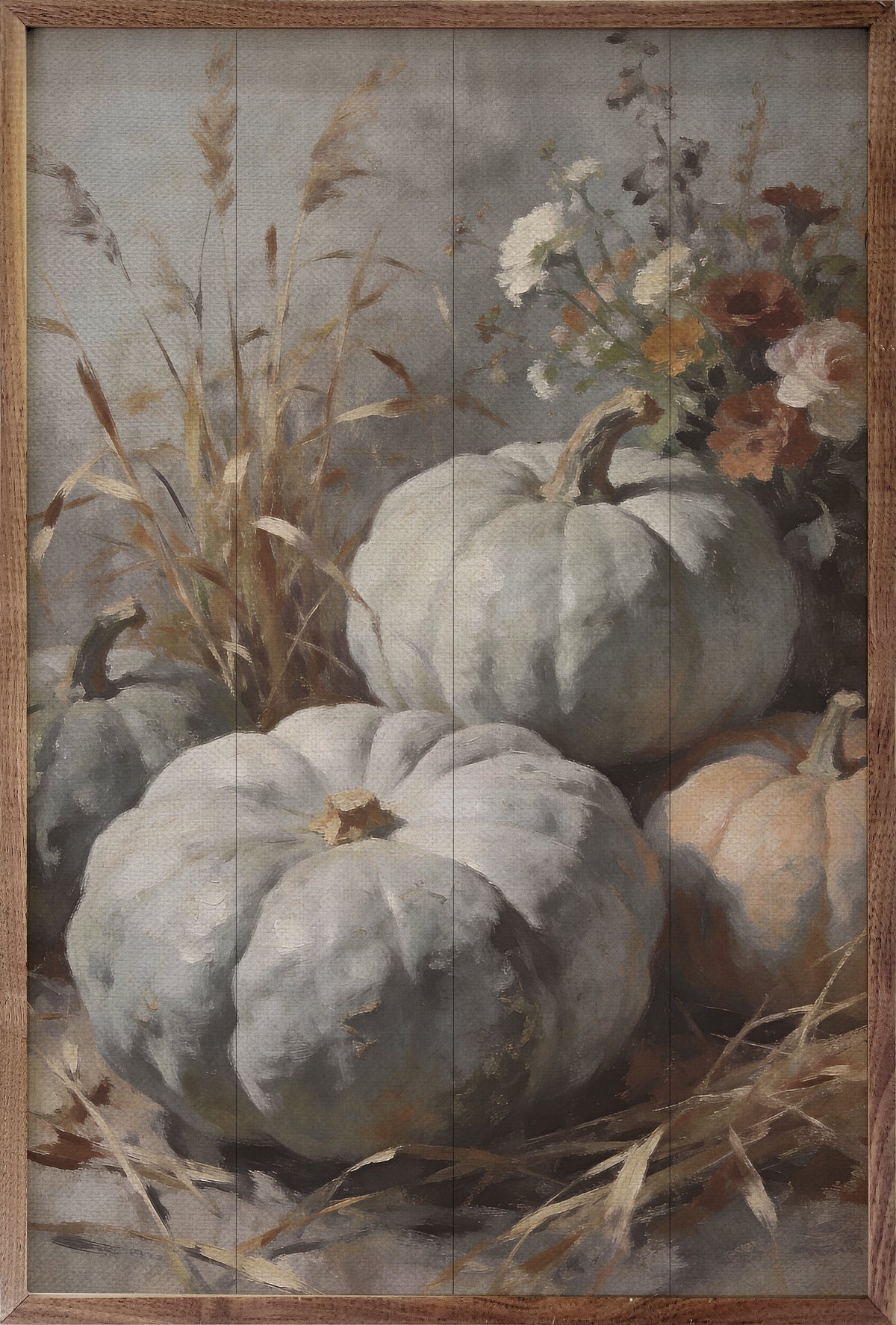 Soft Gray Heirloom Pumpkins Wood Framed Print