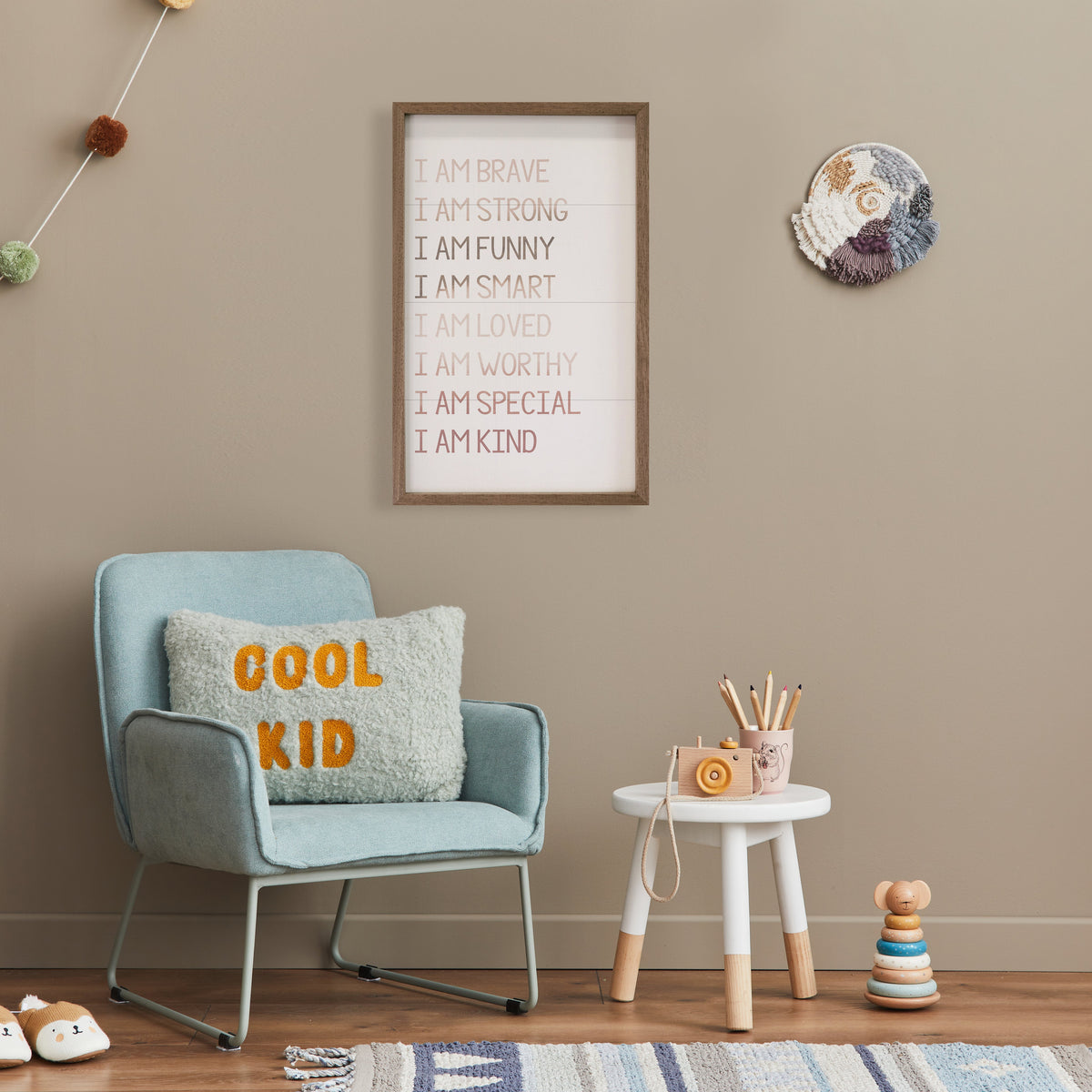 I Am Brave Watercolor Wood Framed Print