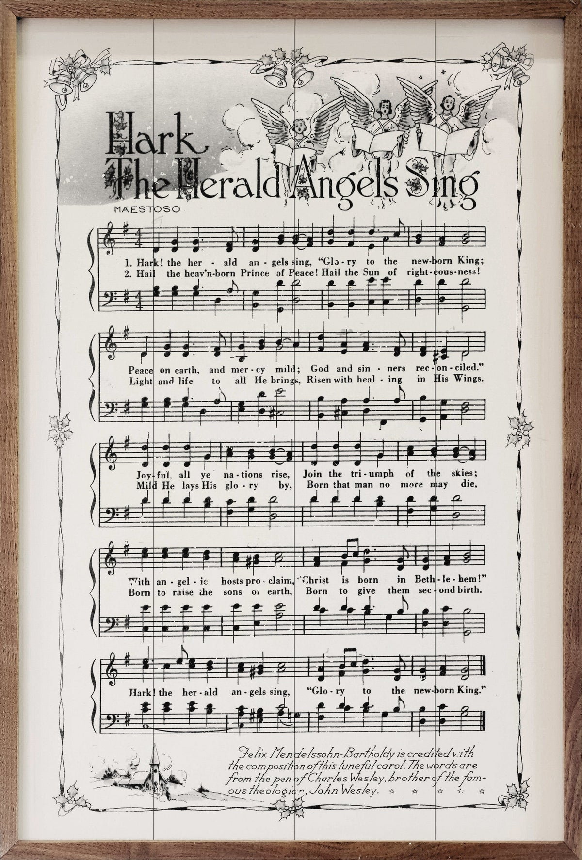 Hark The Herald Angels Sing Sheet Music Wood Framed Print