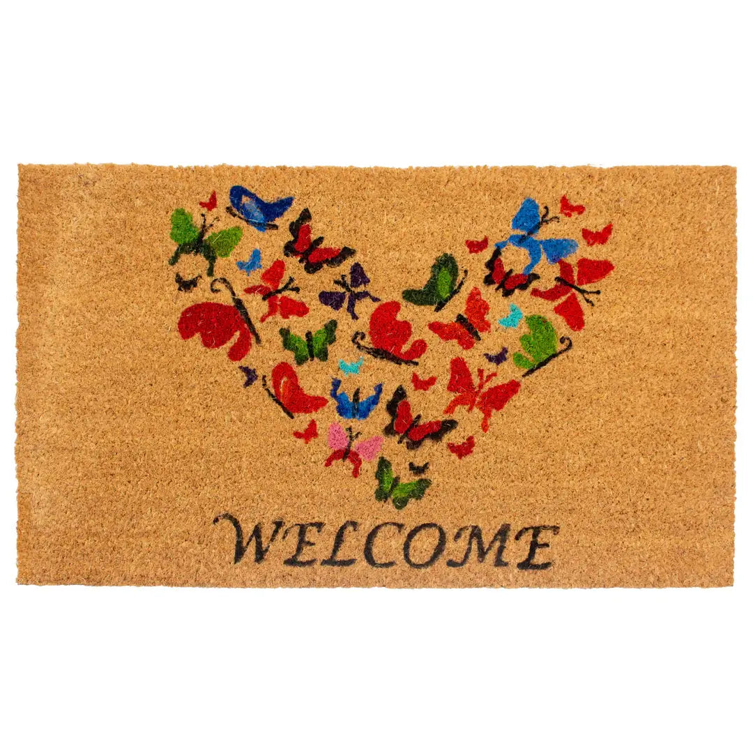 Butterfly Heart Welcome Doormat