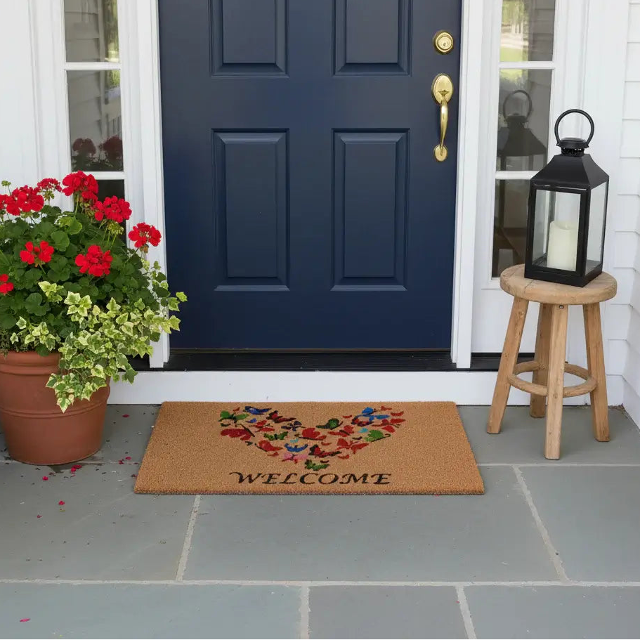 Butterfly Heart Welcome Doormat