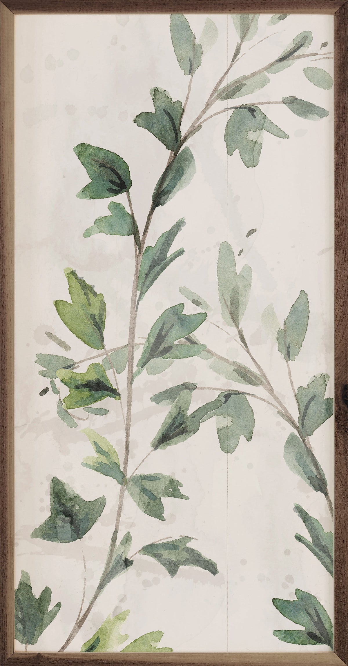 Botanical Panel 1 Two Vines By Nina Blue Wood Framed Print