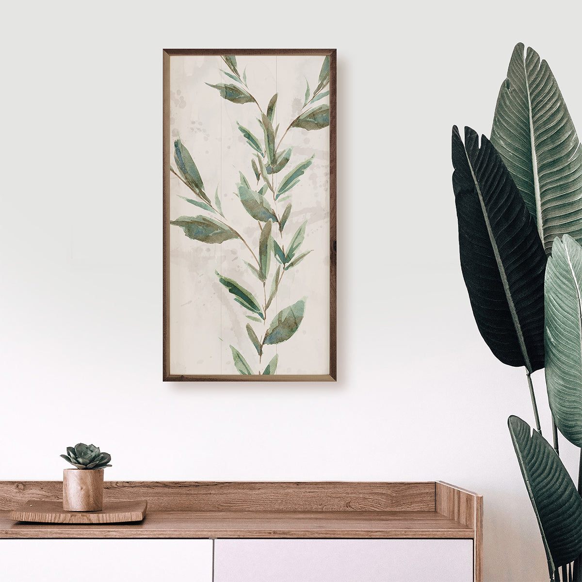 Botanical Panel 2 One Vine By Nina Blue Wood Framed Print