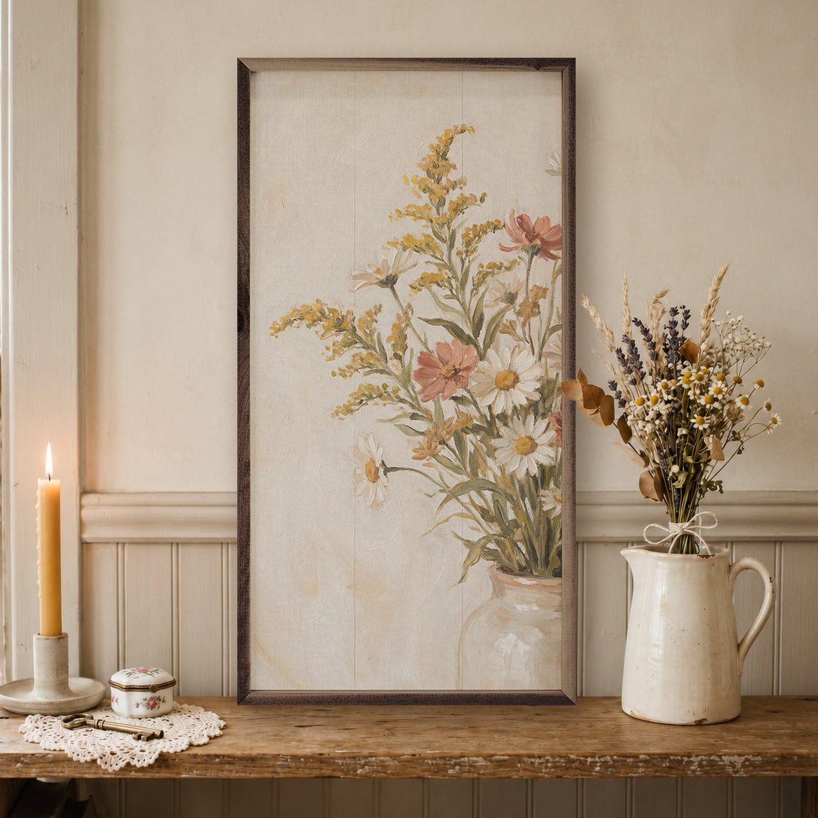 Soft Meadow Arrangement Wood Framed Print