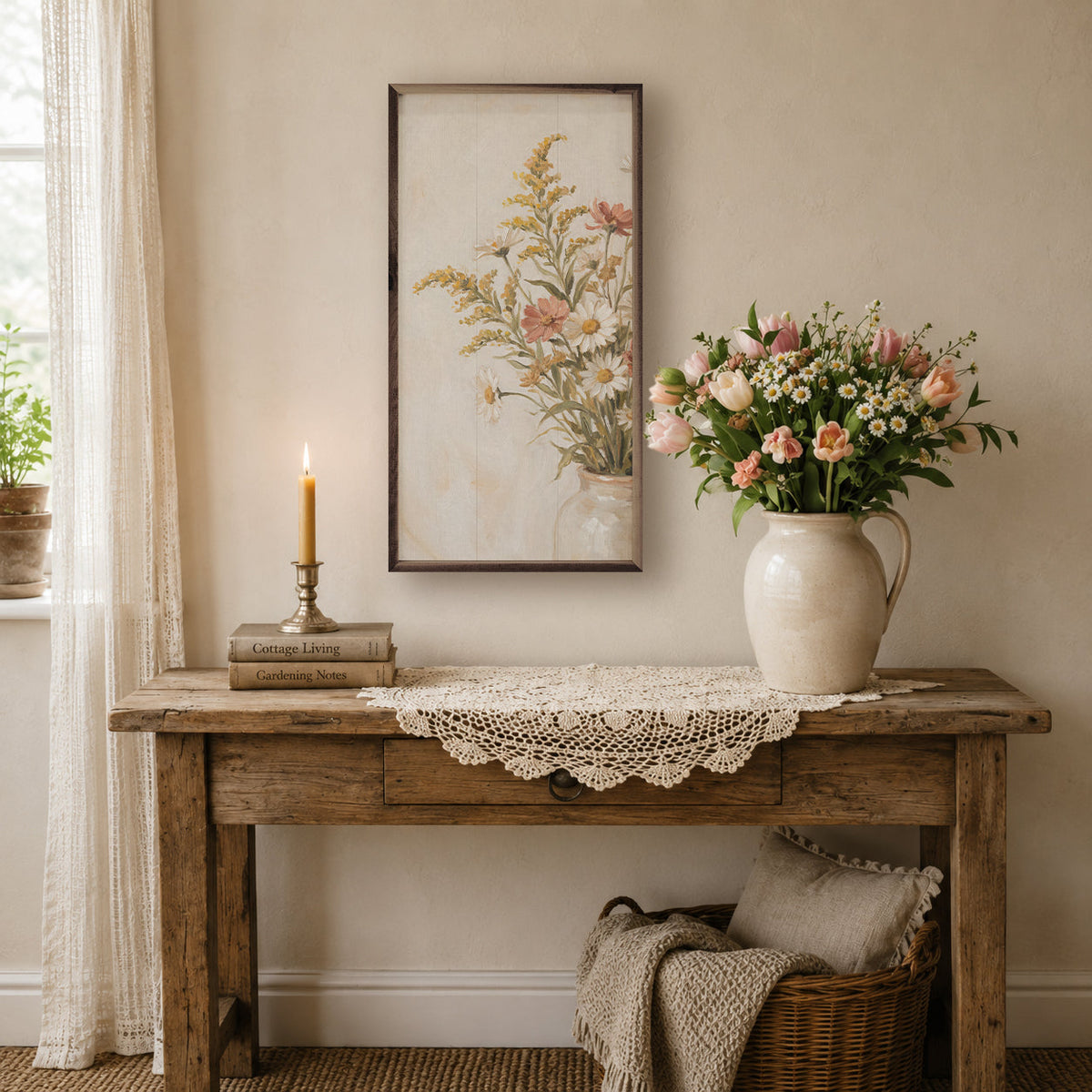 Soft Meadow Arrangement Wood Framed Print