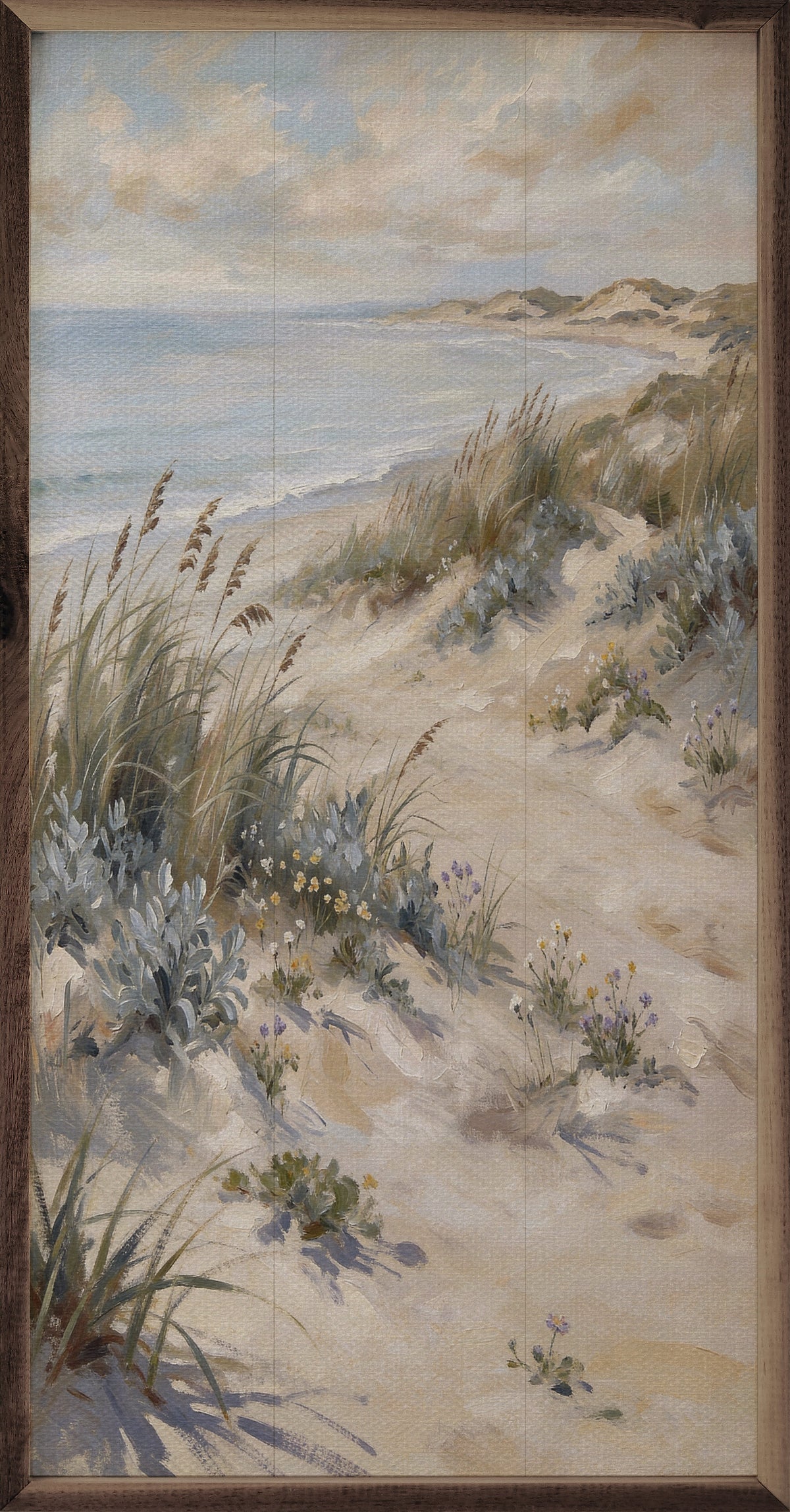 Wind Swept Coastal Dunes Wood Framed Print