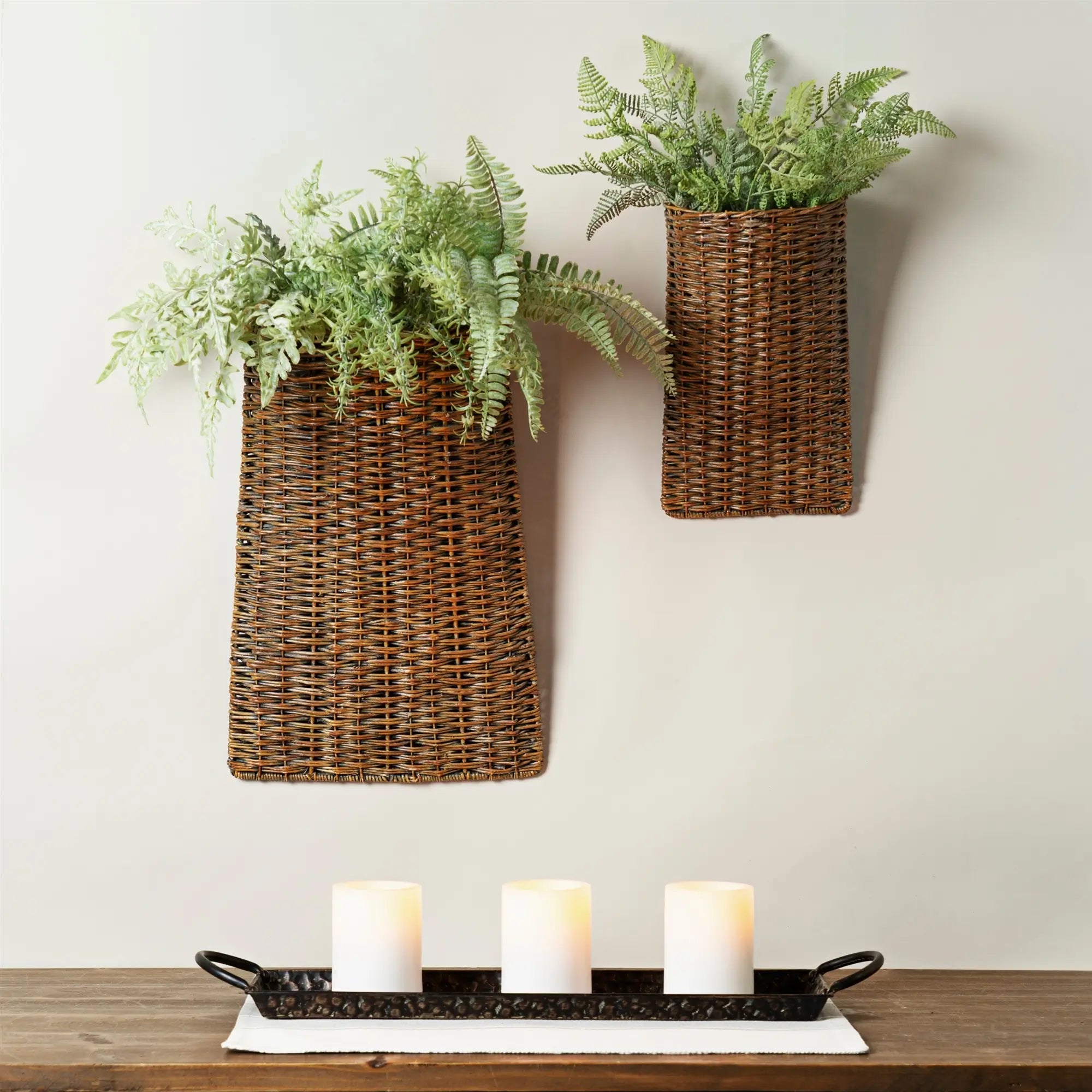 Woven Rattan Wall Basket Set