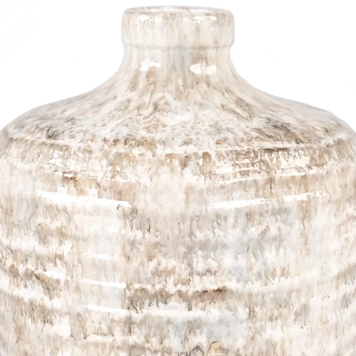 Neutral Drip Glaze Stoneware Bottle Vase