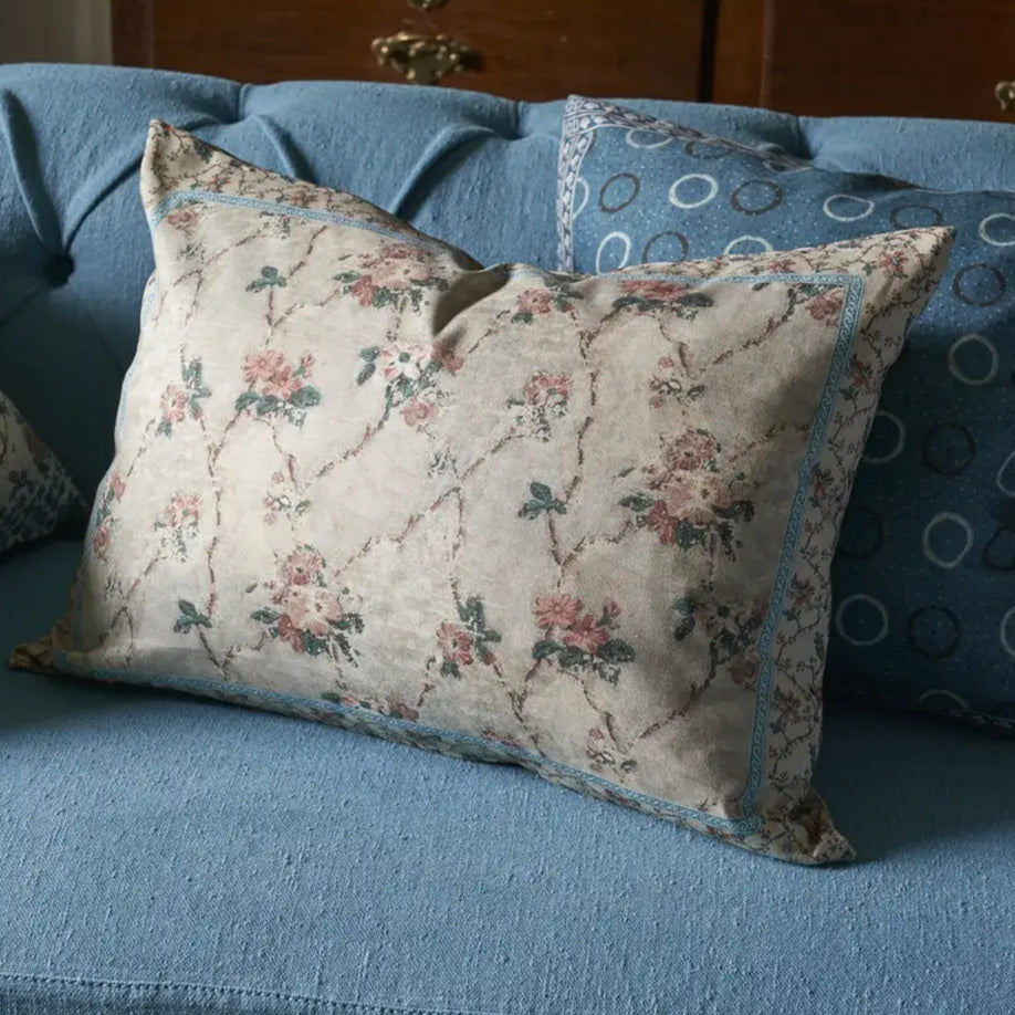 Vintage Floral Linen Decorative Pillow