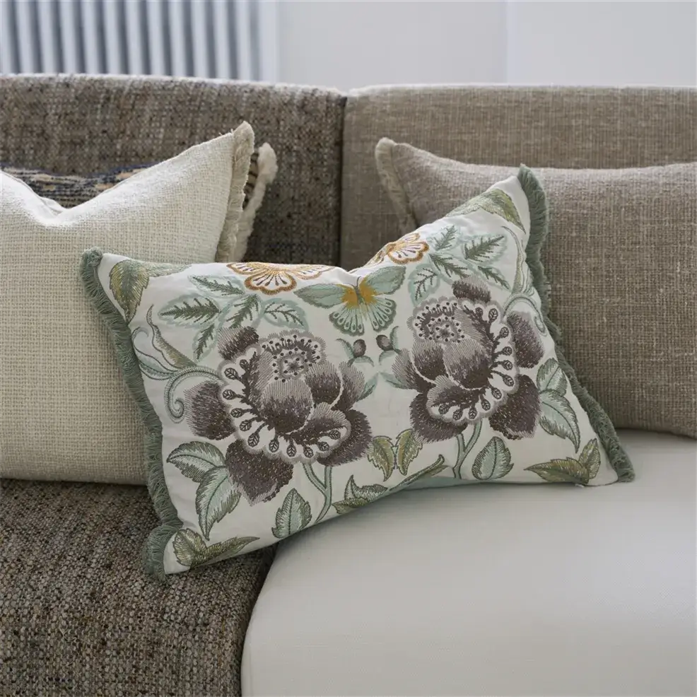 Isabella Embroidered Linen Decorative Pillow