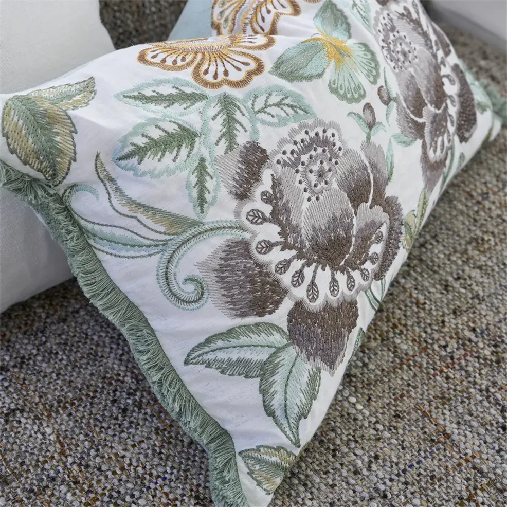 Isabella Embroidered Linen Decorative Pillow