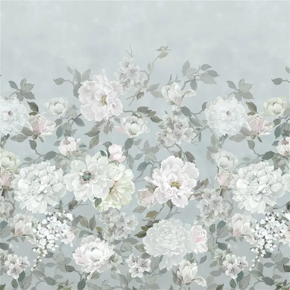 Fleurs Blanche Platinum Shower Curtain