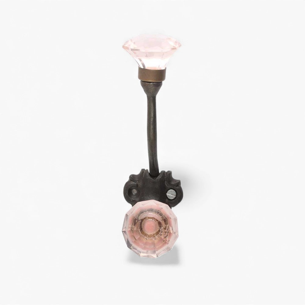 Pink Glass Knob Hook