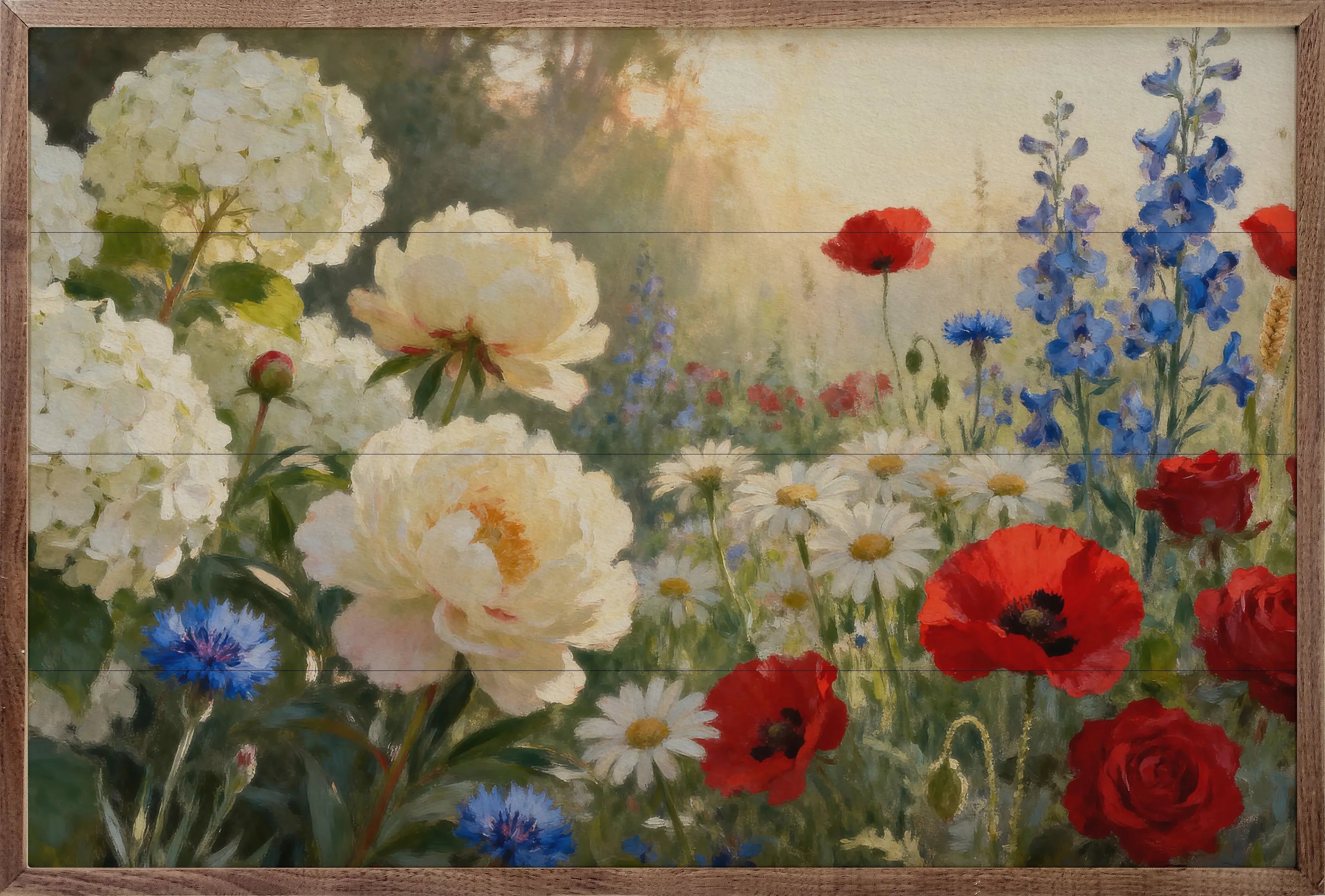 Americana Wildflower Garden Wood Framed Print