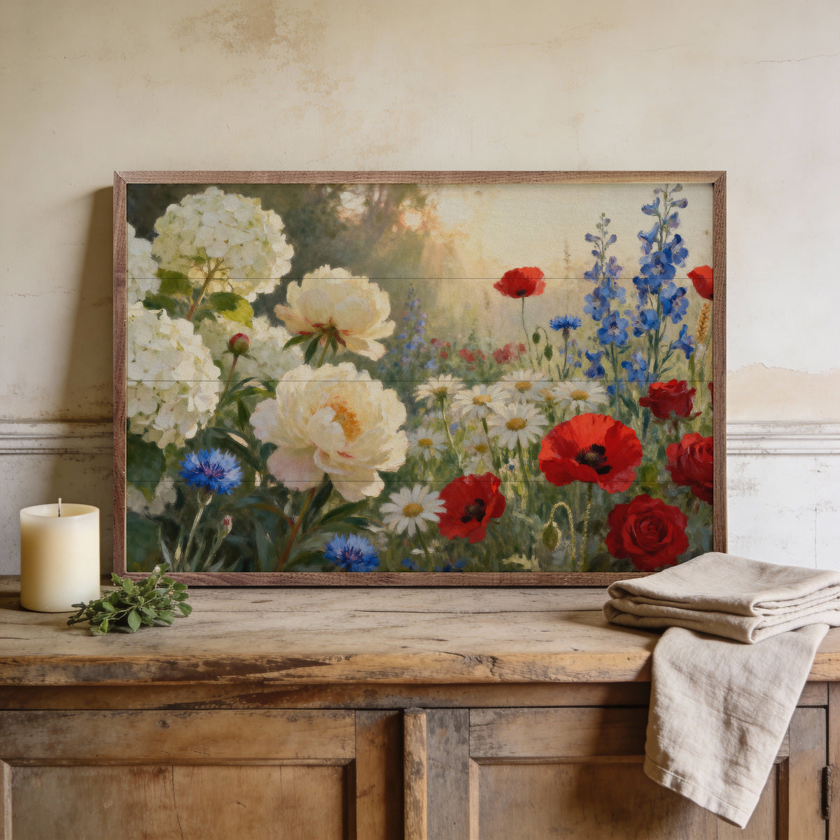 Americana Wildflower Garden Wood Framed Print