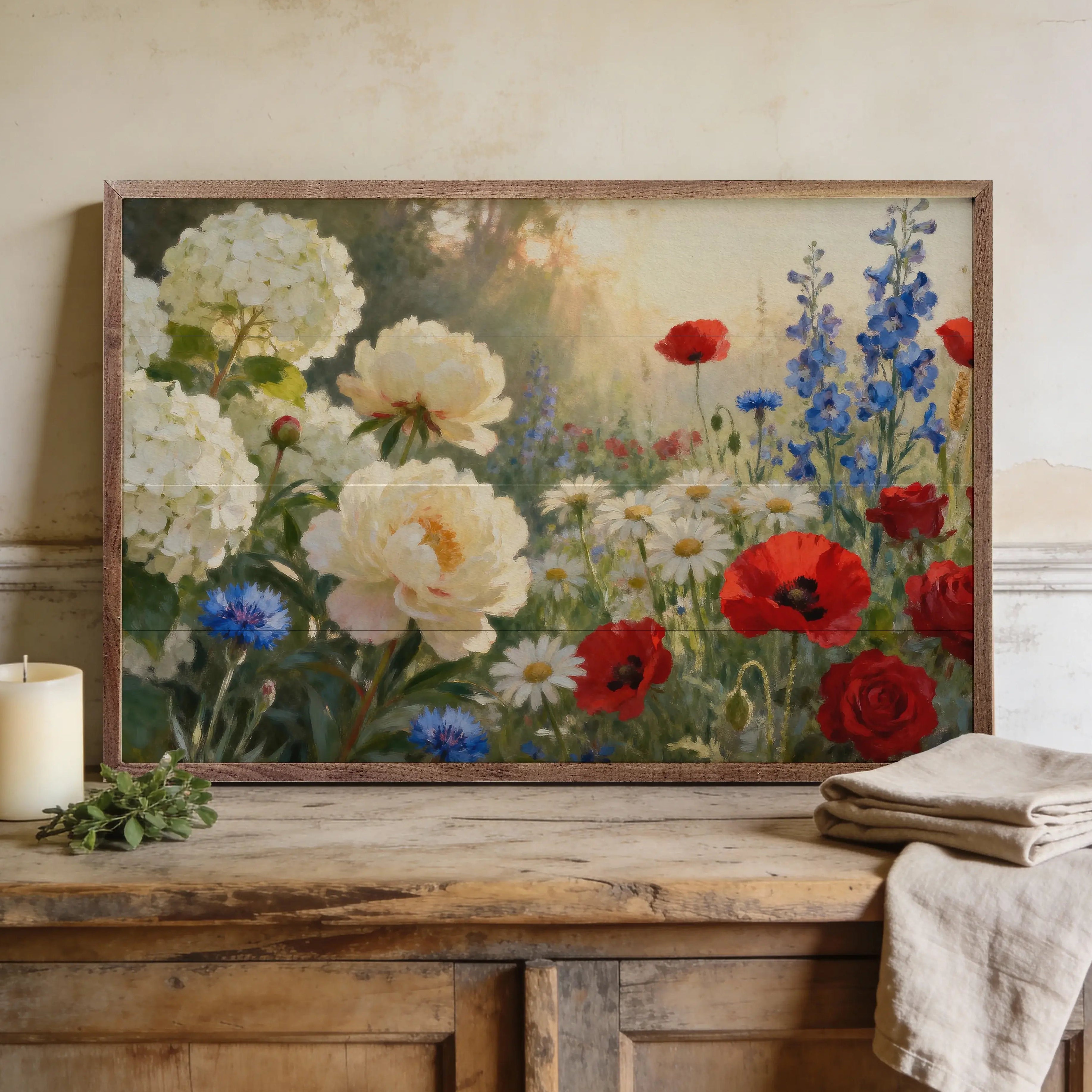 Americana Wildflower Garden Wood Framed Print