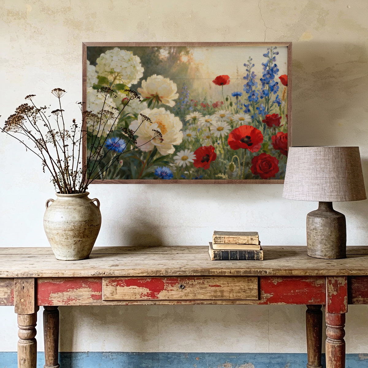Americana Wildflower Garden Wood Framed Print