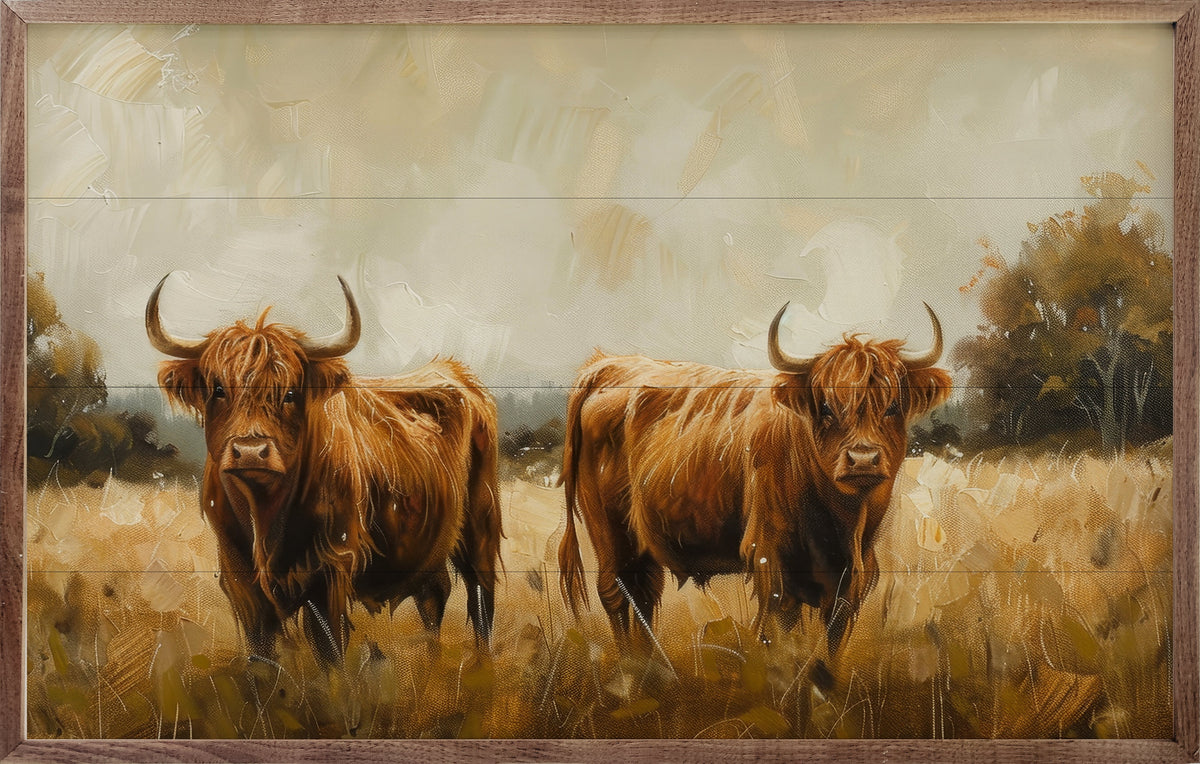 Couple Of Cows Wood Framed Print