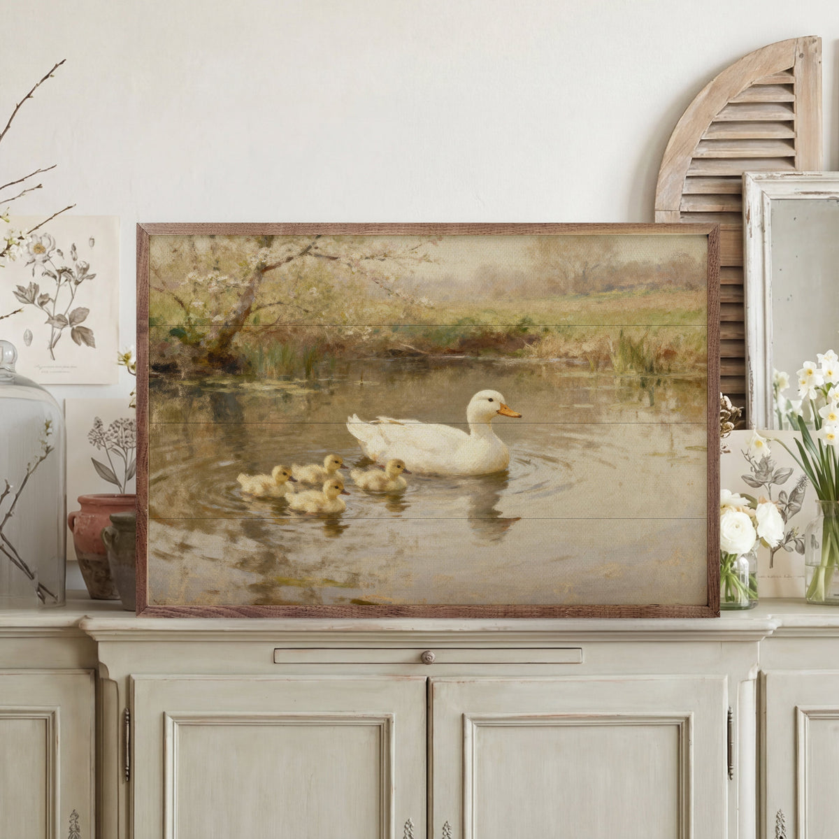 Ducklings Family Wood Framed Print