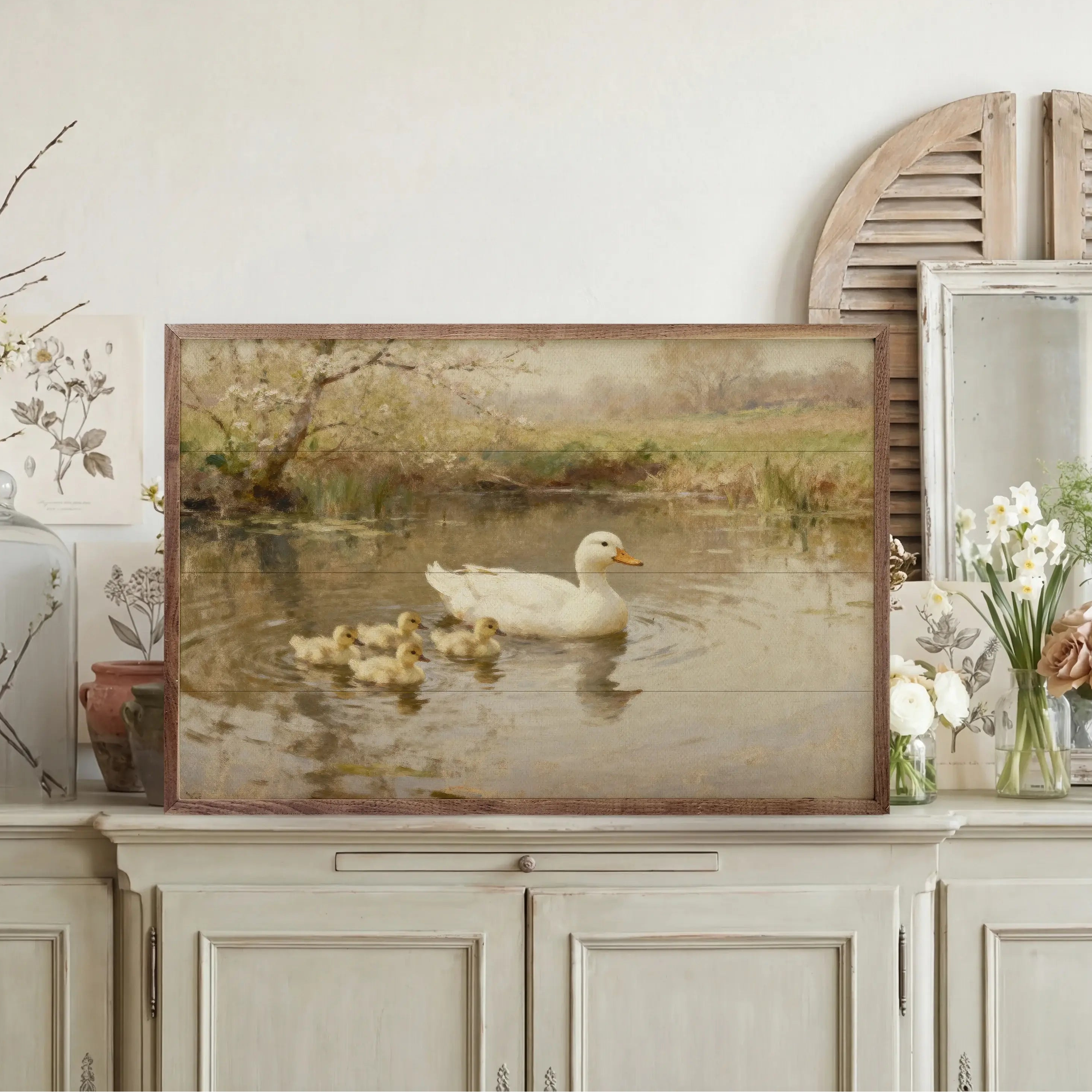 Ducklings Family Wood Framed Print