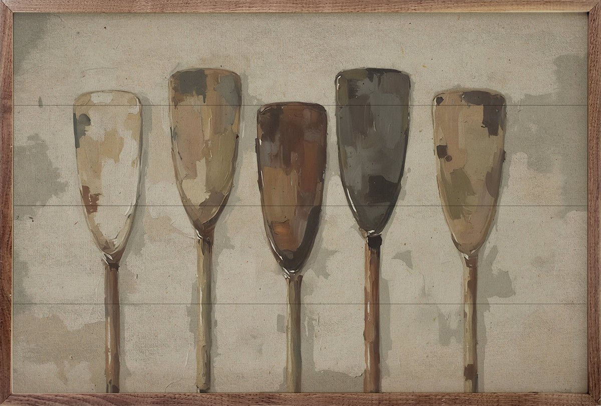 Five Vintage Boat Oars Wood Framed Print